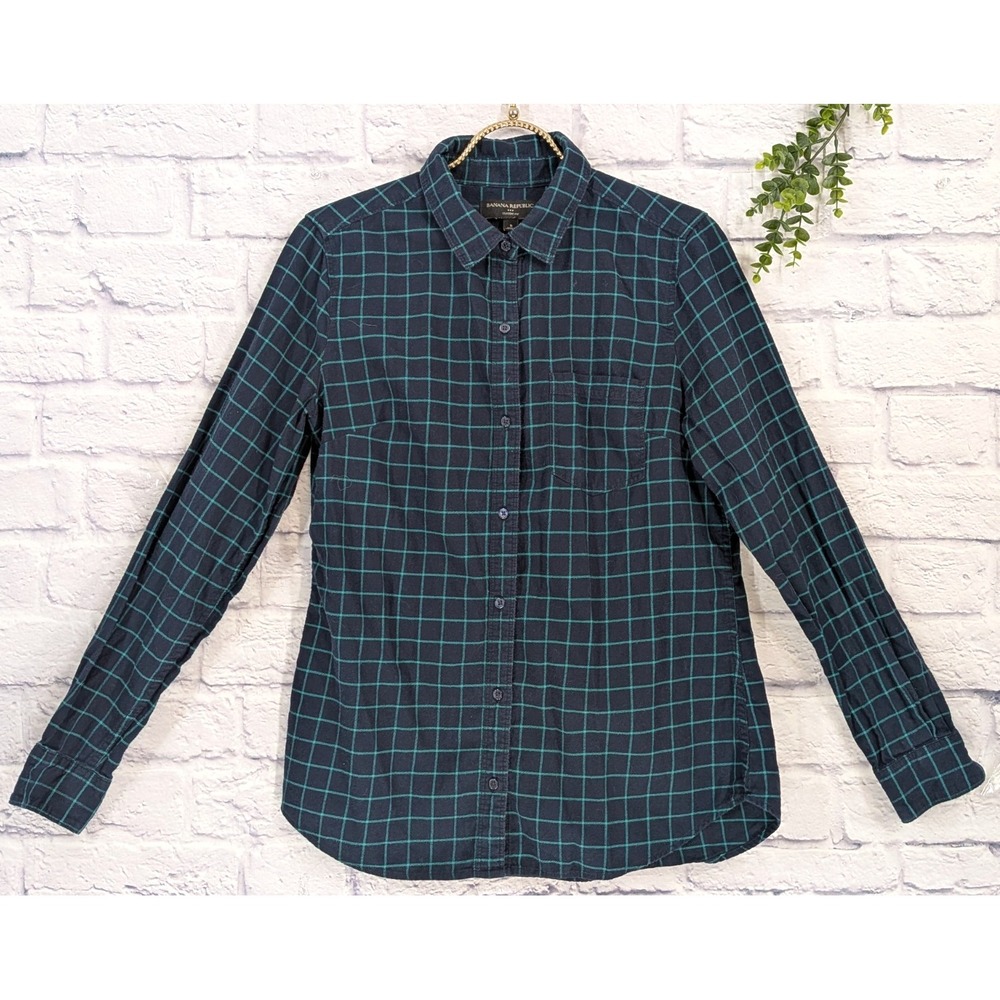 SCOTTISH TARTAN Banana SM Republic‎ Classic Fit Women Plaid Long Button Flannel